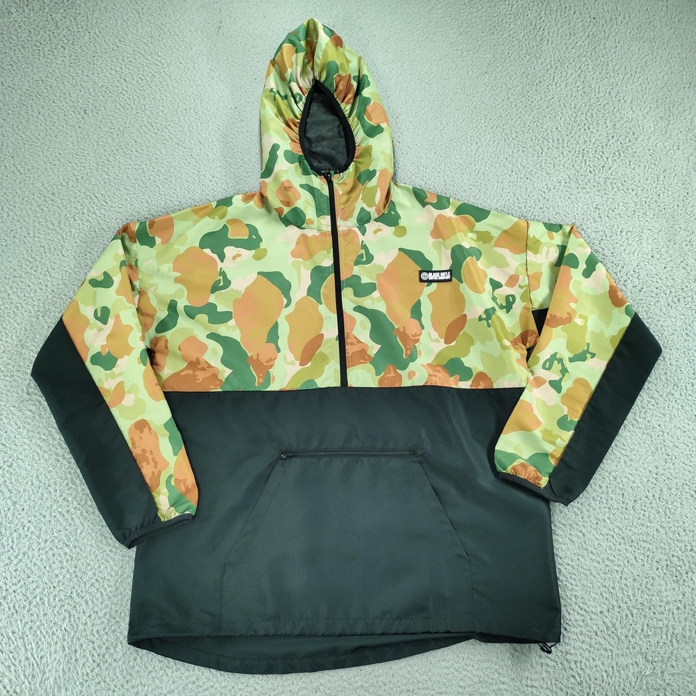 Black Rifle Coffee Company Windbreaker Mens XL Camo Hooded 1/2 Zip Hunting